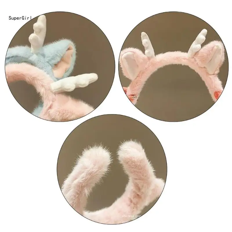 Adorkable Horn Furry Hairband Headbands Sweet Costume Plush Headpiece J78E