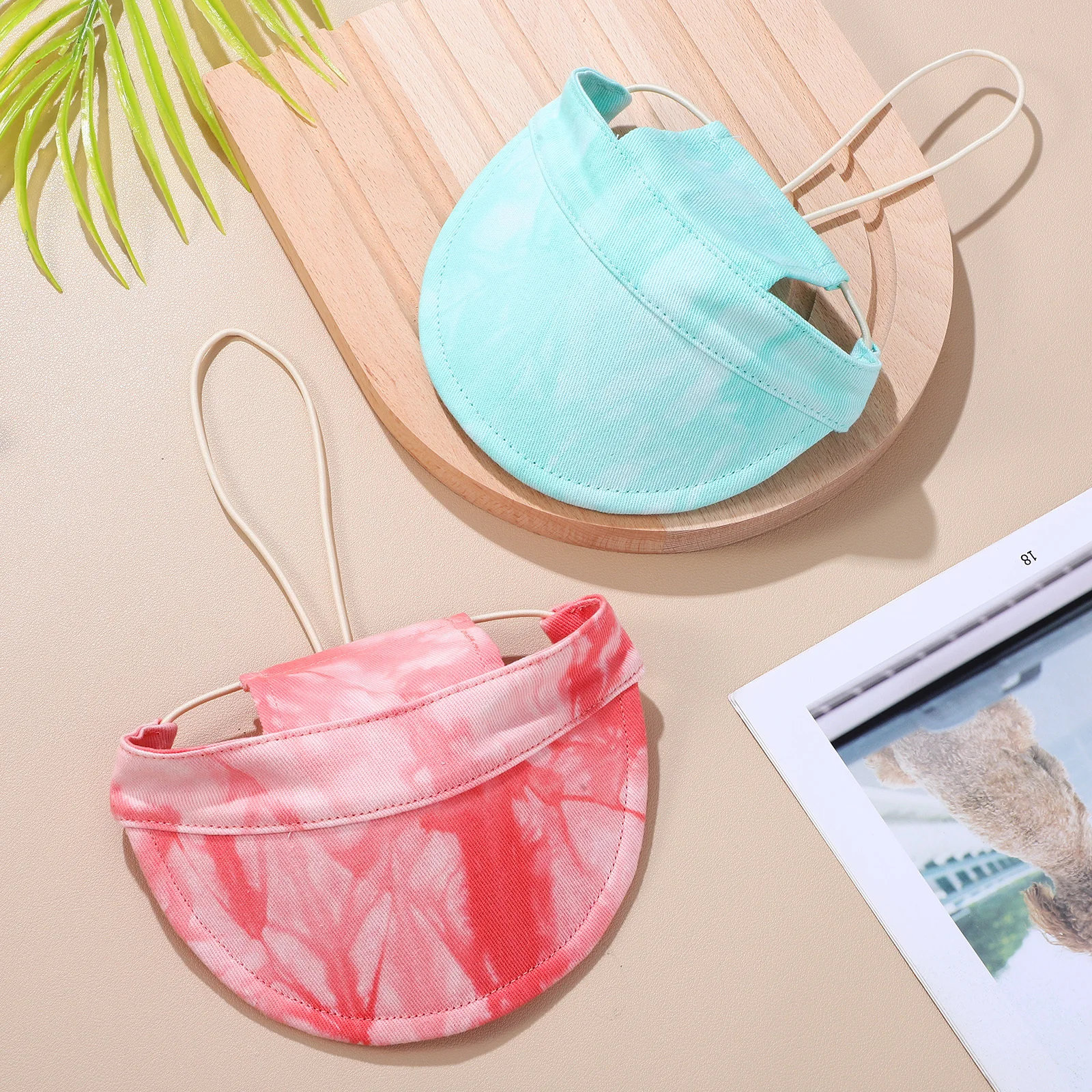 

2pcs Pet Sun Hat Cotton Adjustable Tie-Dye Dog Baseball Cap Outdoor Summer Travel Sun Protection For Cats Small Dogs