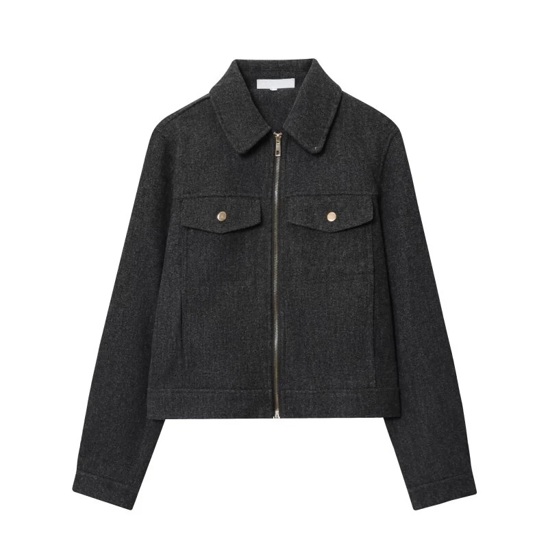

Simple Style Autumn Women Zipper Jacket Short Coat Outerwear Warm Female Elegant Streetwear Tops