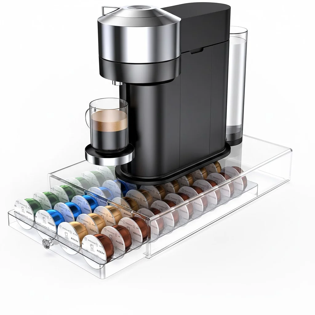 40 Stück Kaffeekapsel-Halter für Nespresso Vertuoline Dolce Verismo Vertuo Transparenter Organizer Aufbewahrungsregal für Kaffeekapseln – Detail 1