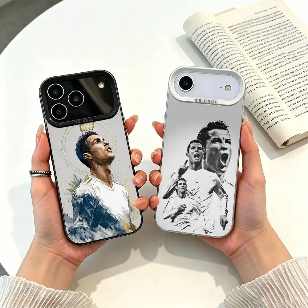 CR-7-C-Cristiano Ronaldo-head Phone Case For iPhone 17,16,15,14,13,12,11 Plus Pro Max Colored Silver  Funda Bumbe