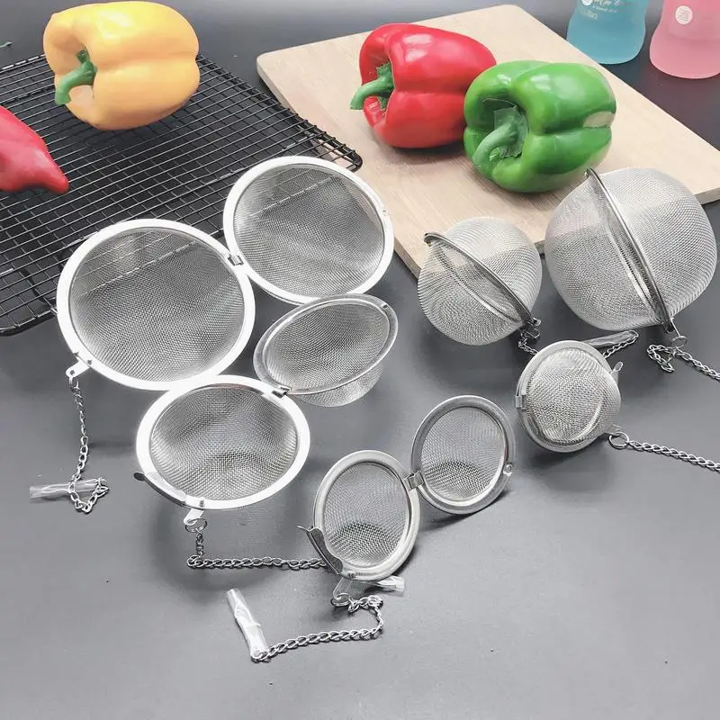Tea Ball Stainless Steel Tea Infuser Stainless Steel Mesh Tea Ball Tea Strainers With Chain Seasoning Spices Strainers Filters