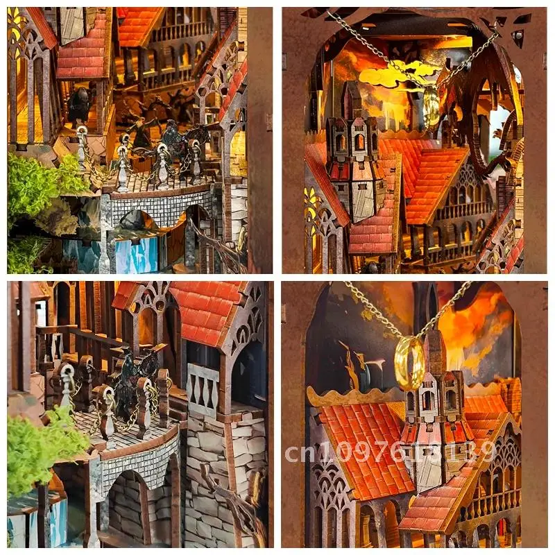 DIY Boekenhoekje Houten Miniatuur Model Kit Spirit Valley of Decor Boekensteun De Home Vriend Ring Boekenplank 3D Magische Geschenken Puzzel