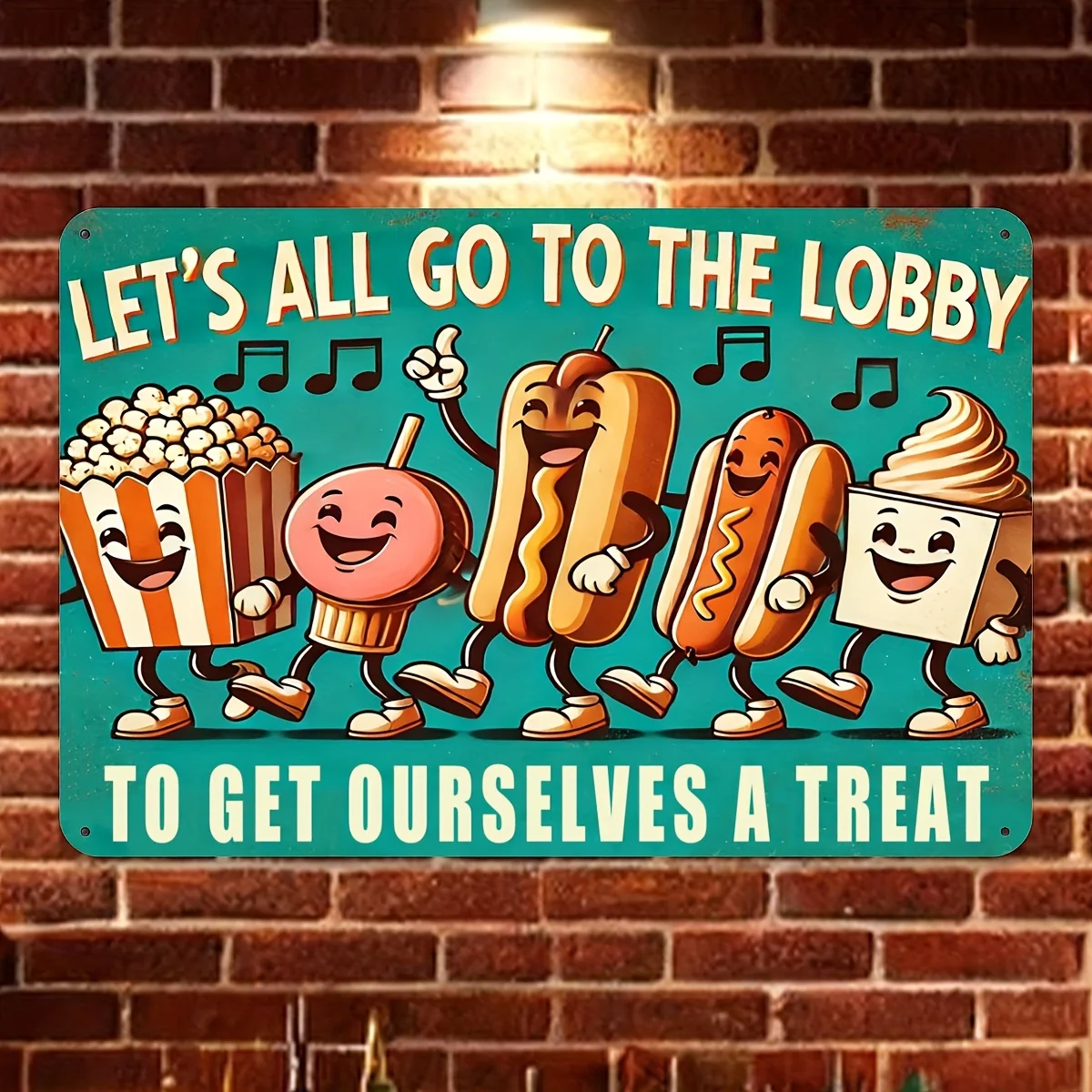 Cinema Snack Characters Wall Decor Sign, 