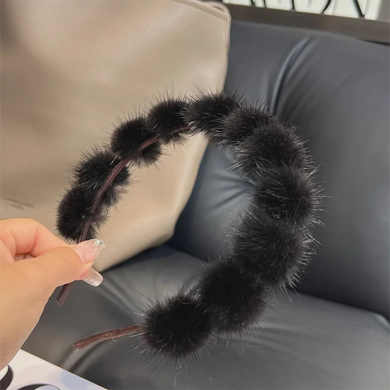 New Luxury Natural Mink Hair Hoop High Quality Ladies Face Wash Headband Fashion Temperament Girls Headwear Gift Decoration