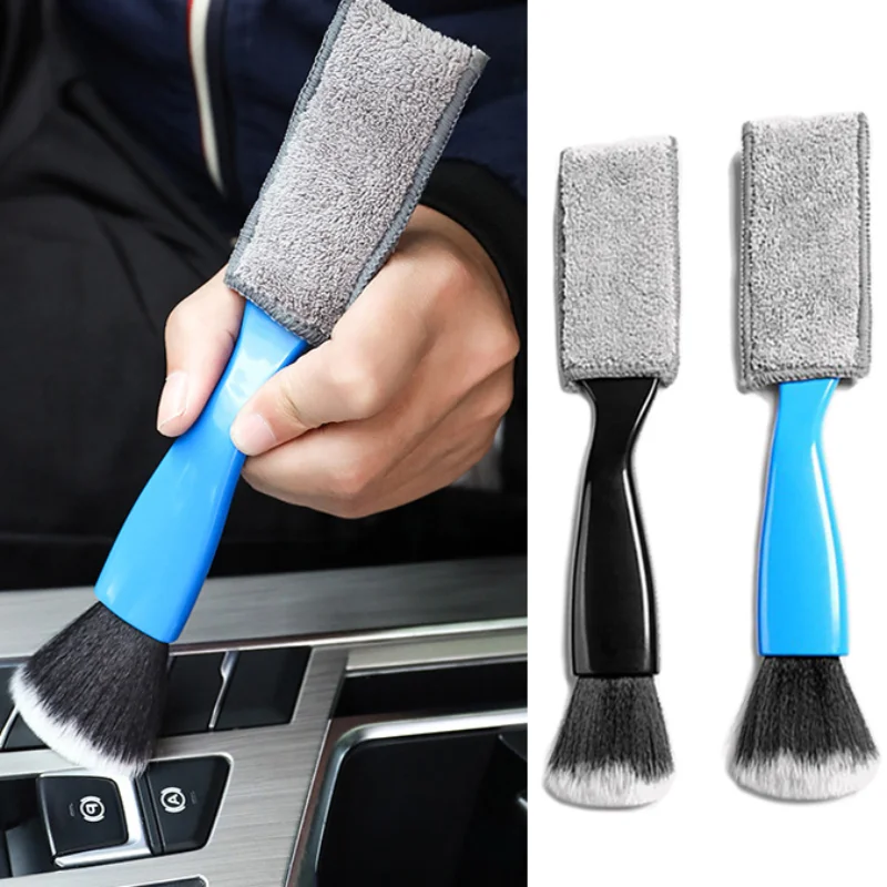 Car Interior Detailing Cleaning Brush Air Conditioning Air Outlet Dashboard Dust Cleaner Multifunctional Double-head Brush Tools