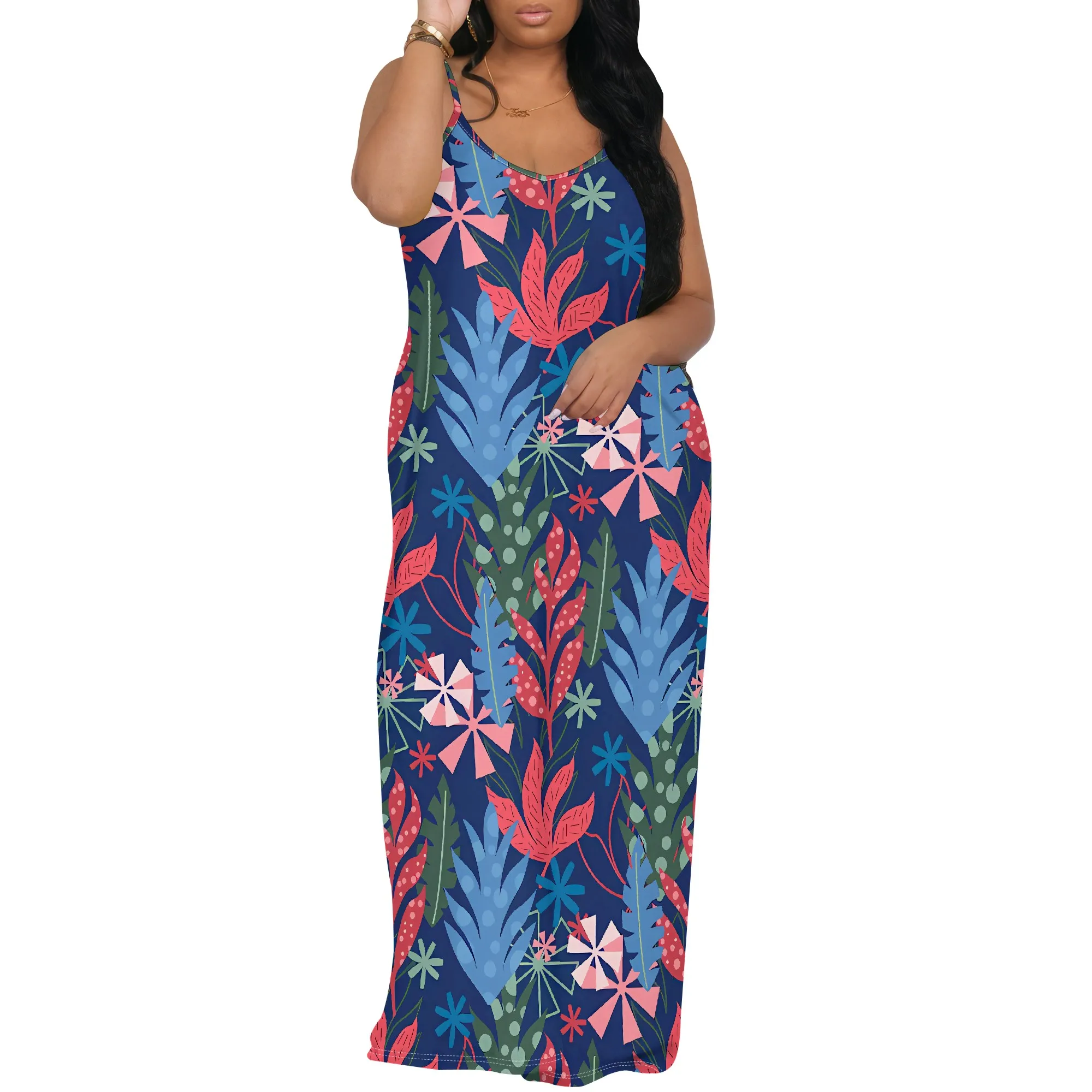 

Women's clothing 2025 spring/summer new custom casual loose floral dress with suspender skirt