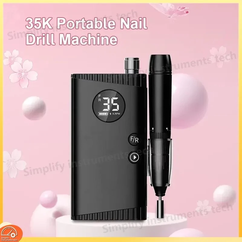 Professional Cordless Nail Drill 35000 RPM Rechargeable Nail File for Manicure Pedicure Nail Art Salon Polishing