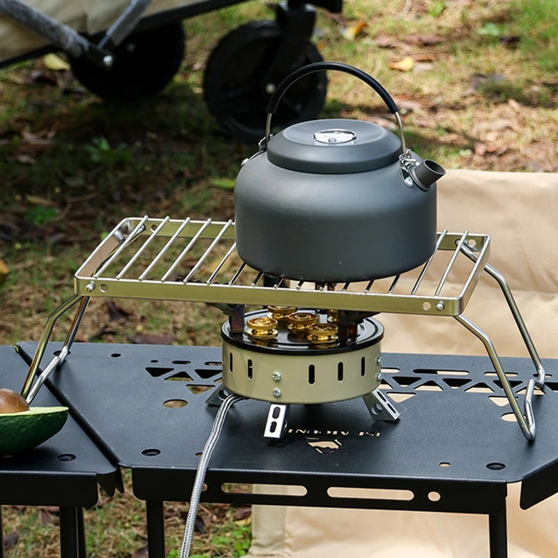 Folding Campfire Grill Portable Stainless Steel Camping Grill Grate Gas Stove Stand Multifunctional Outdoor Wood Stove Stand