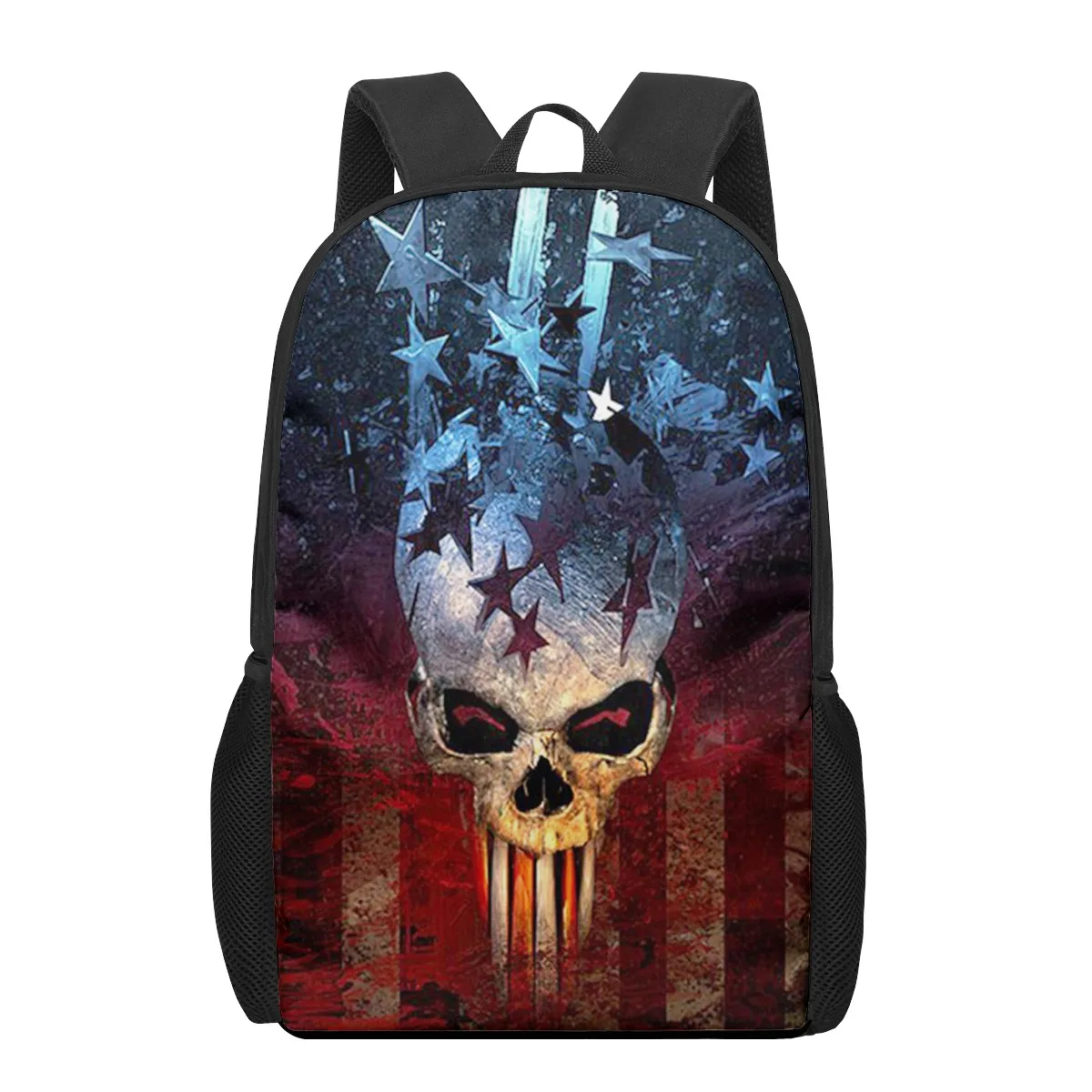 

Creative Skull Print 16-inch Backpacks for Primary Students,Elementary Boys Girls To Go Out,School,Shopping,Travelling,Hiking