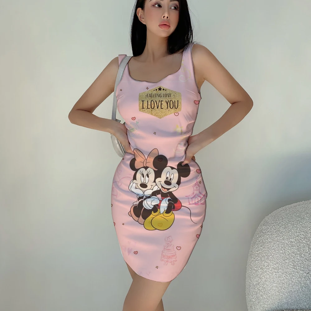 Short dress Mickey Mouse print dress sexy slim fashion casual comfortable kawaii summer women's new style