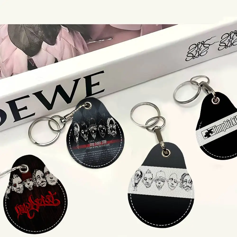 Rock Band Limp Bizkit Keyring Leather Access Card Holder Keychain Community Water Drop Proximity Card Protective Case