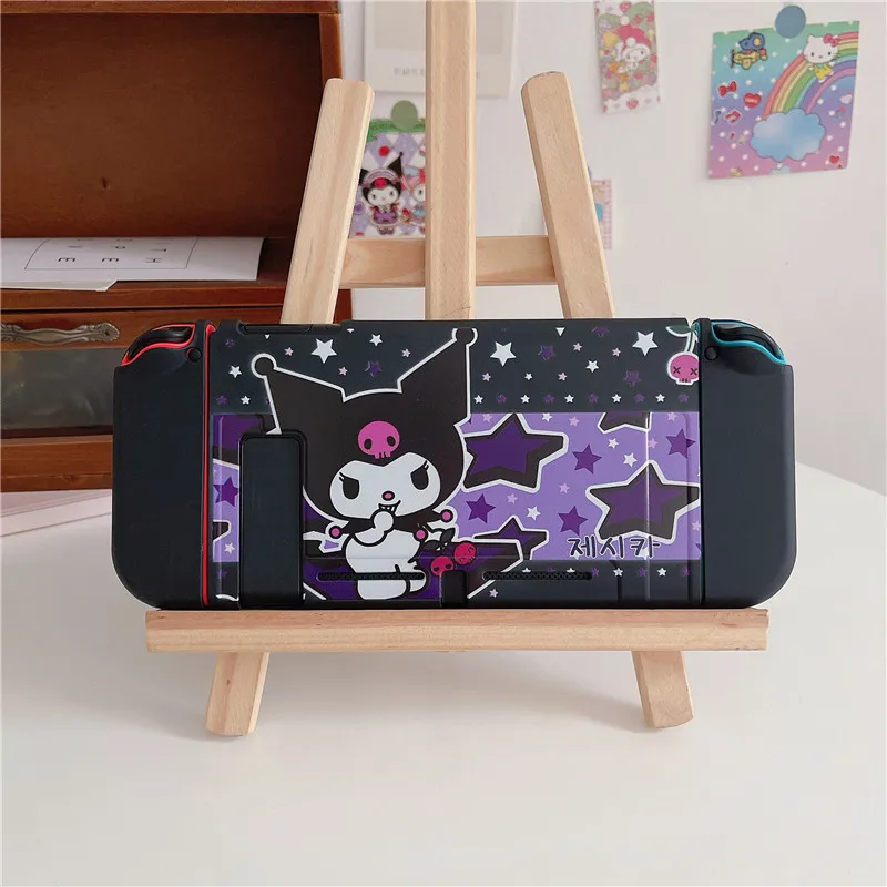 MINISO Sanrio Kuromi Charging Dock Station Cover Protective Shell for Nintendo Switch Oled NS Console Crystal Protector Skin