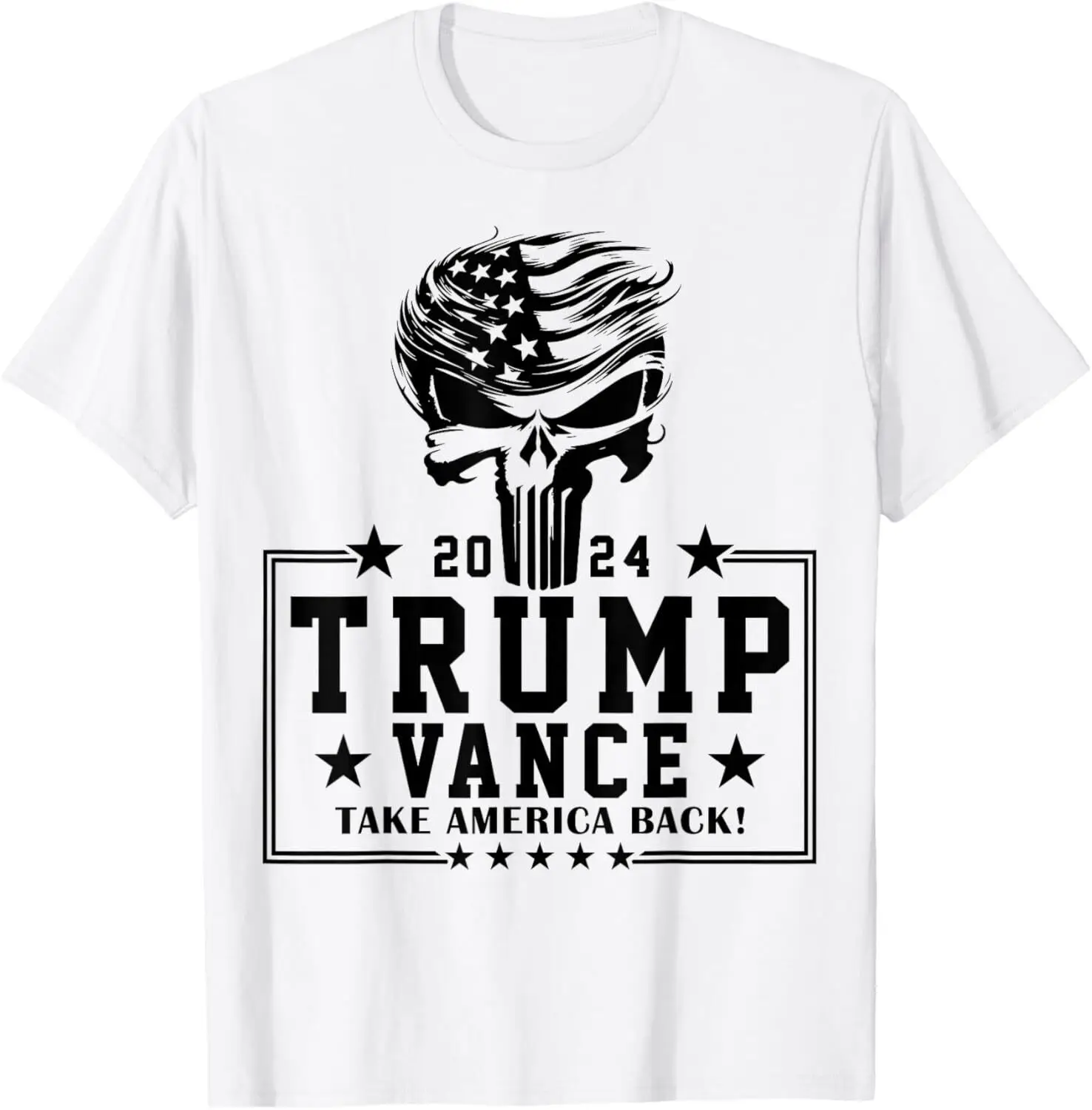 

Trump Hair Skull Halloween American Flag Trump Vance 2024 T-Shirt