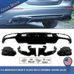 Rear Diffuser With Exhaust Tip for Mercedes-Benz E-Class W213 Standard Bumper 2016-2020 E200 E250 E300