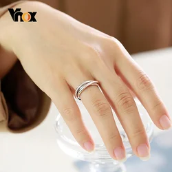 Vnox Stylish Interloecked Circle Rings for Women, Stainless Steel Eternal Finger Band, Classic Elegant Promise Ring Gift