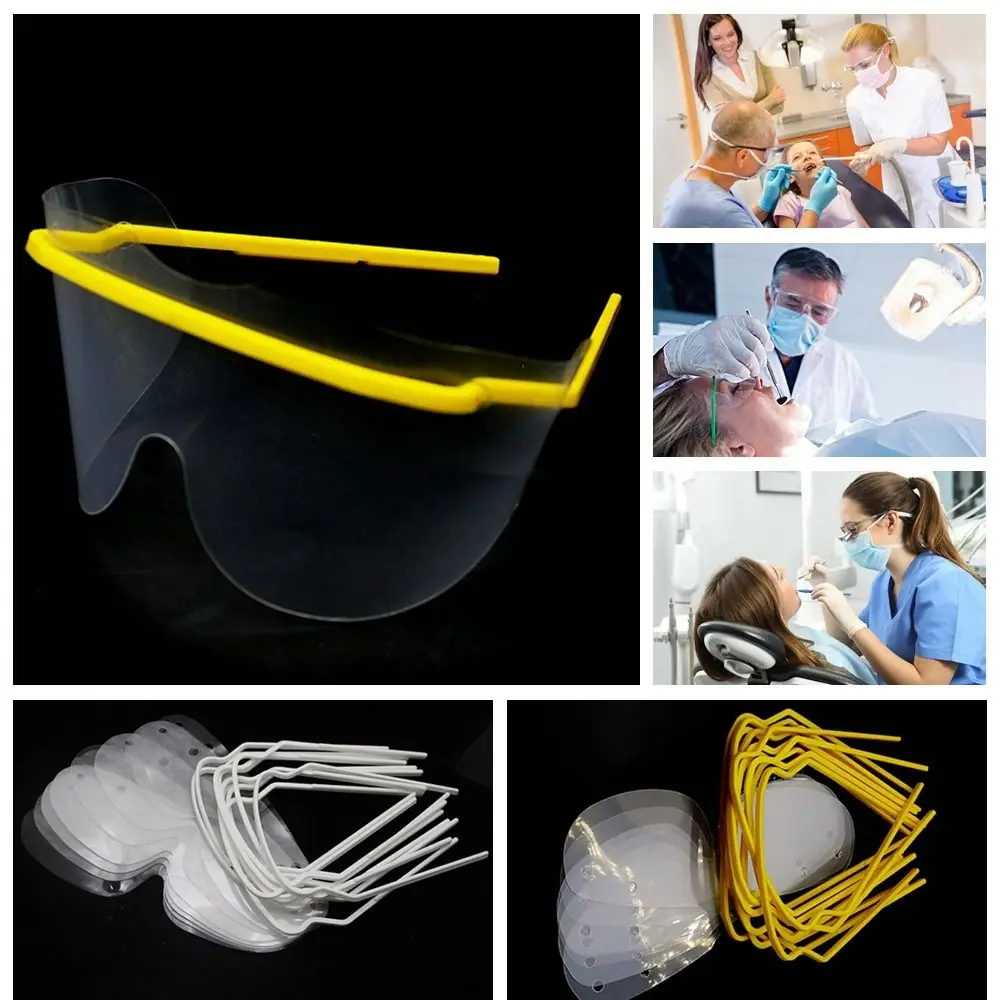 10PCS Multicolor Disposable Protective Goggles Dental Materials Frameless Half Face Shield Anti-spray Anti Fog