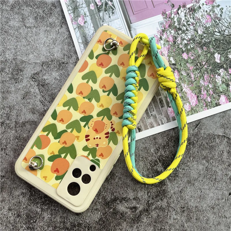 Phone Hand Strap Braided Strings for Mobile Phone Cases Transparent Patch Charms Telephone Anti-lost Lanyard Couple Key Chain