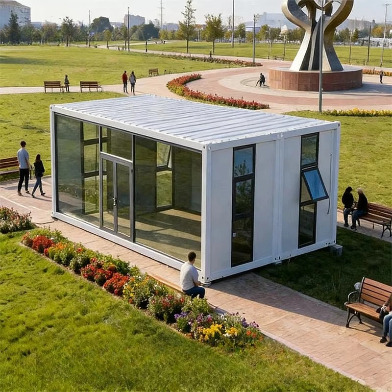 20ft Energy-Saving Modular Houses Prefabricated Steel Structure Folding Container Glass Door Kit Outdoor Mobile Sandwich Panel