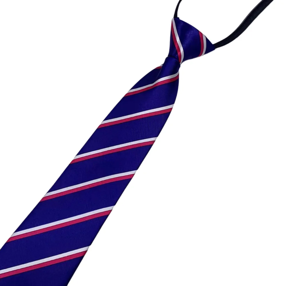 

Business men's striped navy zipper style tie free administrative suit, uniform, workwear accessories