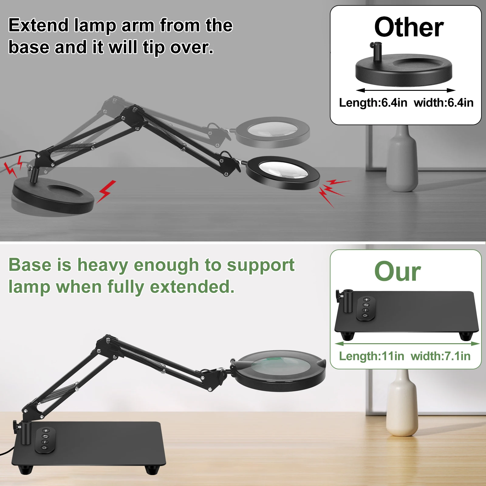 Magnifying Glass with Light and Stand 5X Magnifying Lamp with 5 Color Modes Stepless Dimmable Adjust Swivel Arm Desk Magnifier