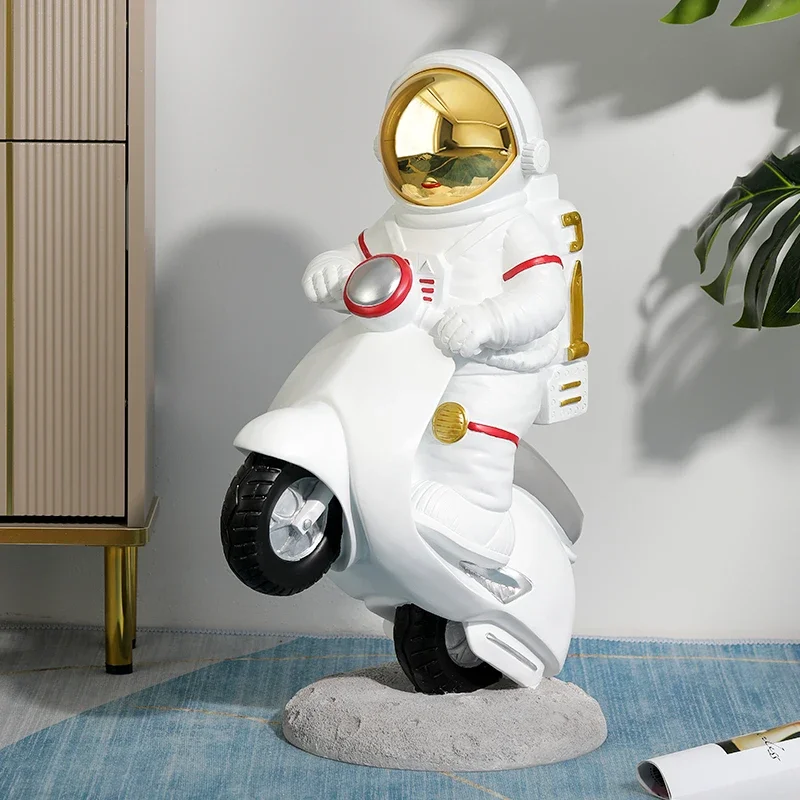 Decoration Statue Home Decor Nordic Creative Astronaut Riding Motorcycle Landing Room Living Room Resin Ornament Sculpture