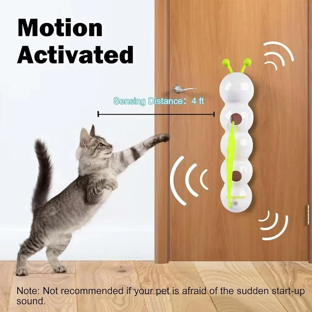 

New Caterpillar Teasing Cat Electric Intelligent Sensing Feather Tail Soothing Indoor Self Hi Cat Caterpillar Toy