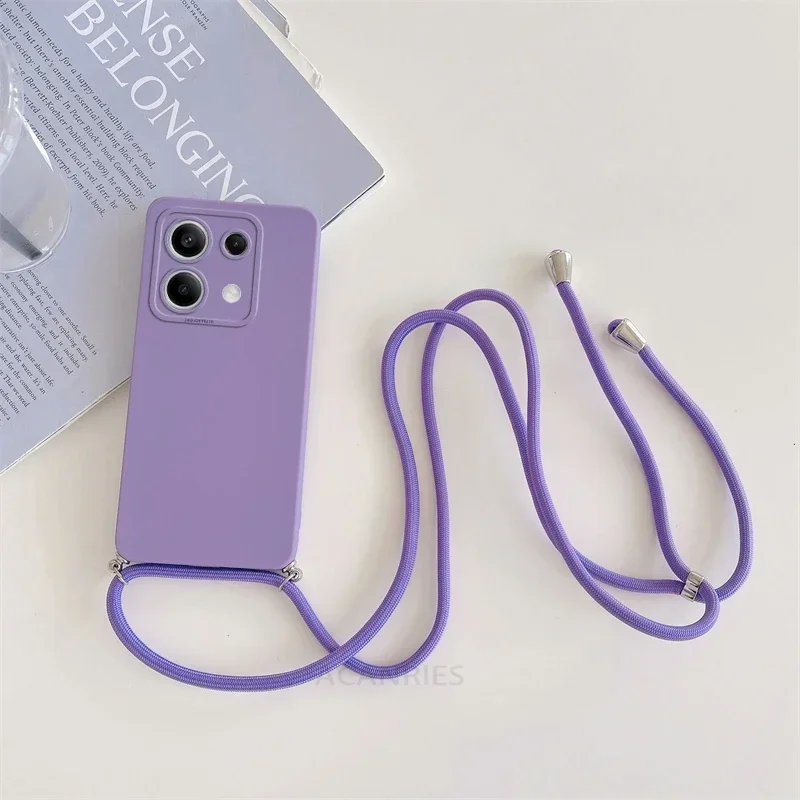 Note13 13pro Poco X6 M6 Pro funda cruzada con cordón para Xiaomi Redmi Note 13 Pro Plus 4g 5g cable funda trasera de silicona M X 6 X6pro