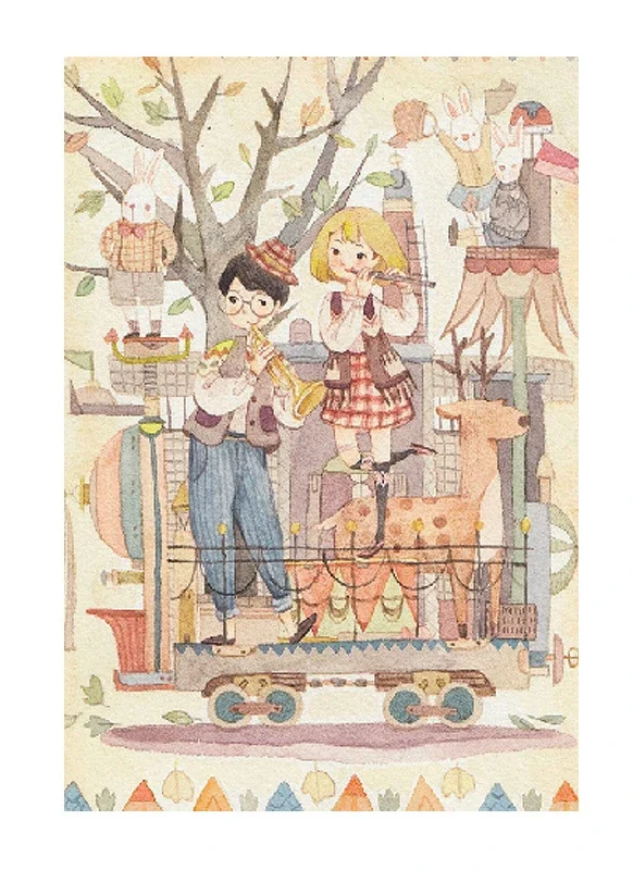 

1000 Pieces Jigsaw Puzzle Fairy Tale Train with Kids and Animals Stress Reducing Toys Holiday gift Perfect for DIY Creative