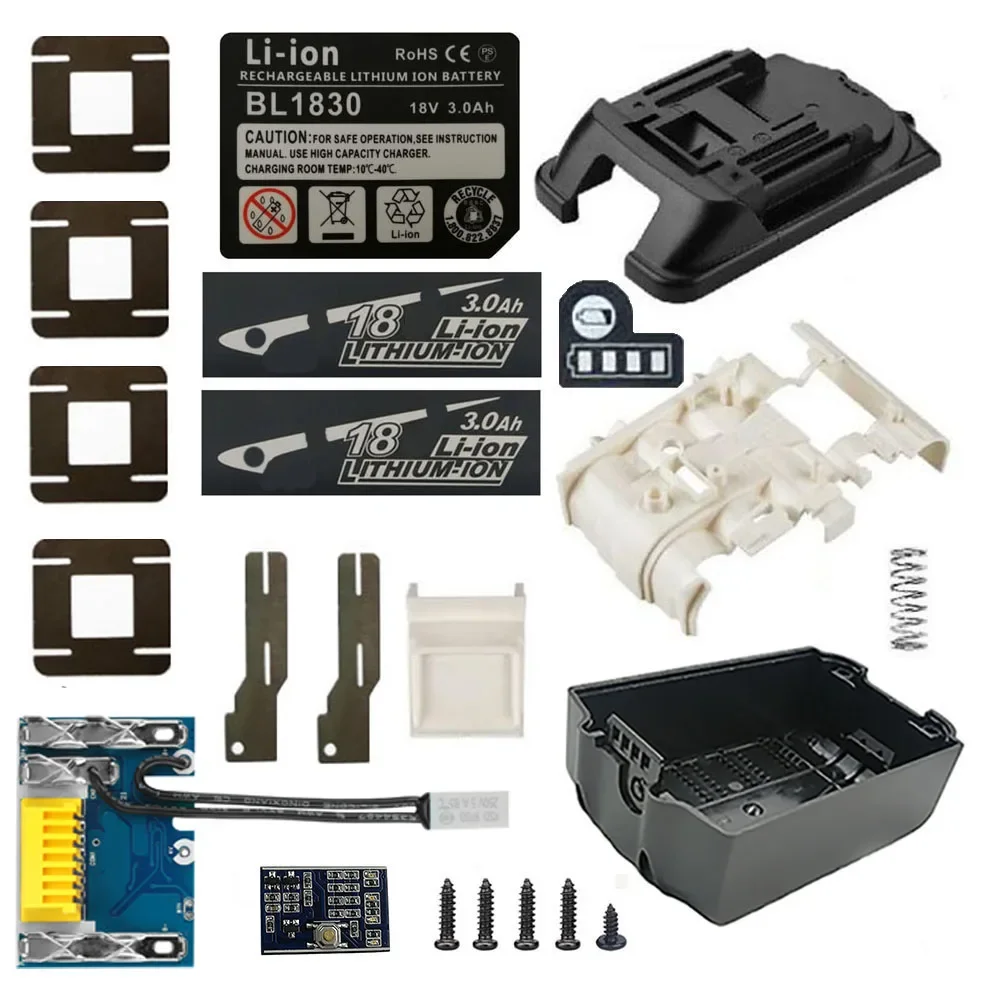Imagem -02 - Caixa de Bateria de Íon-lítio Placa de Circuito de Proteção de Carregamento Pcb para Makita 18v Bl1830 3ah 4ah 5ah 6ah Etiqueta Led Indicador de Bateria