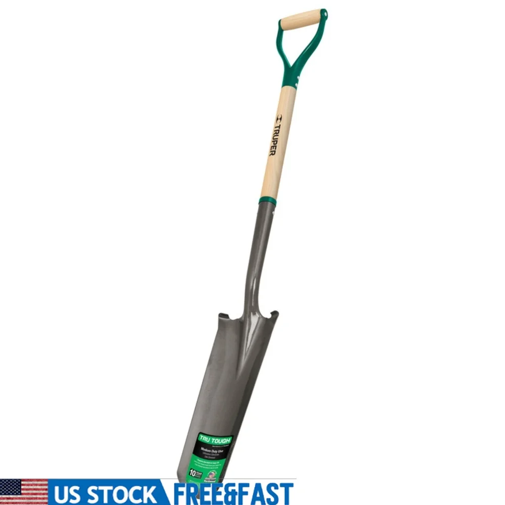 

Heavy Duty Drain Spade Steel Blade Uprooting Trees Digging Deep Holes Cleaning Ditches North American Ash Handle Gardening Tool
