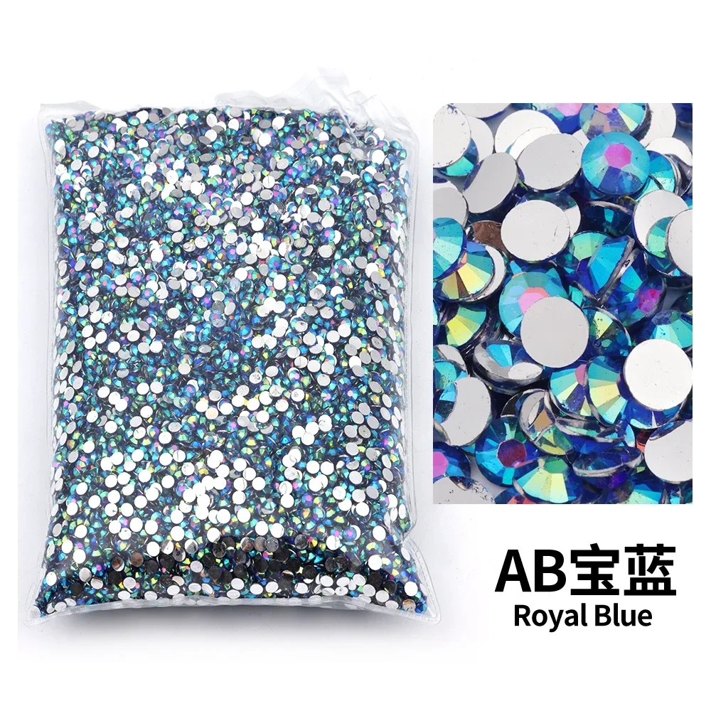 Dunkelblaue AB 2–6 mm harzsichere Strasssteine Bulk Großhandel Kunststoffkristalle mit flacher Rückseite Nagelbesatz Kristalle zum Basteln