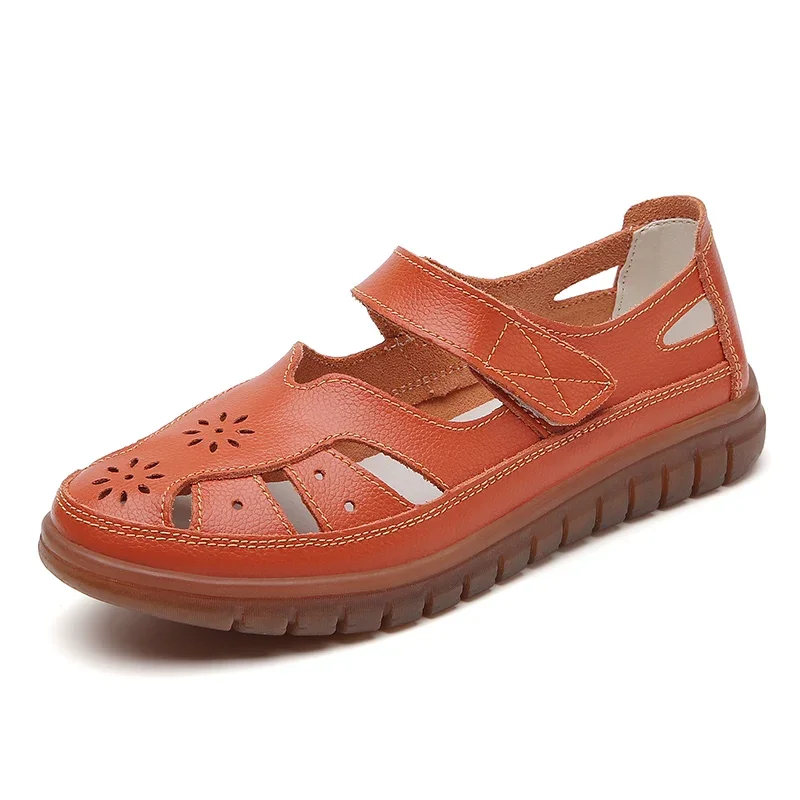 Women Fashion Non-Slip Casual Roman Shoes Ladies Sandals on Sale Off White Shoes Summer Breathable Leather Slippers view 5
