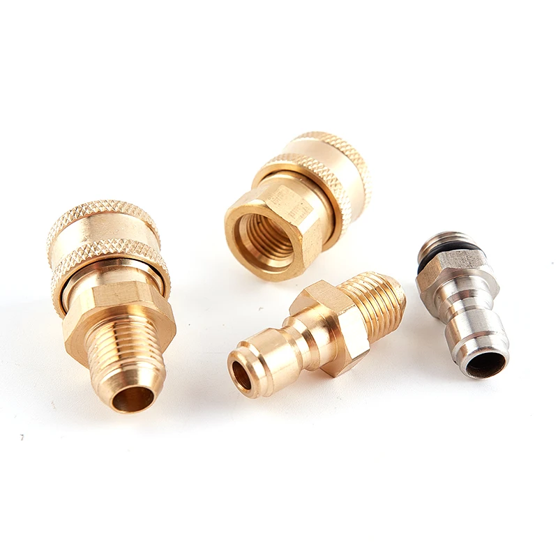 1/4" Brass High Pressure Quick Coupling Car Washer Adapter Water Gun Hydraulic Coupler for Garden Irrigation