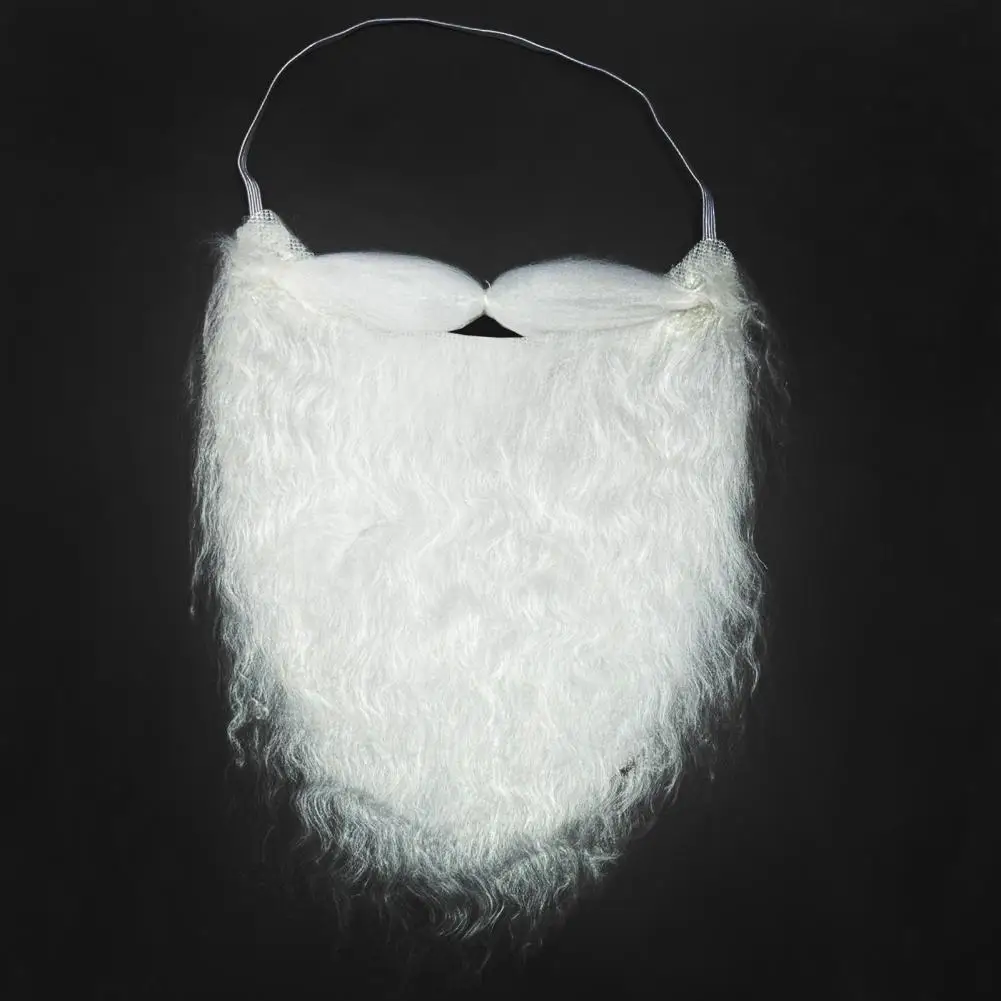 Santa Beard Costume White Fake Beard Figure-eight Shape Christmas Party Cosplay Beard Costume for Adults Dress-up Accessory