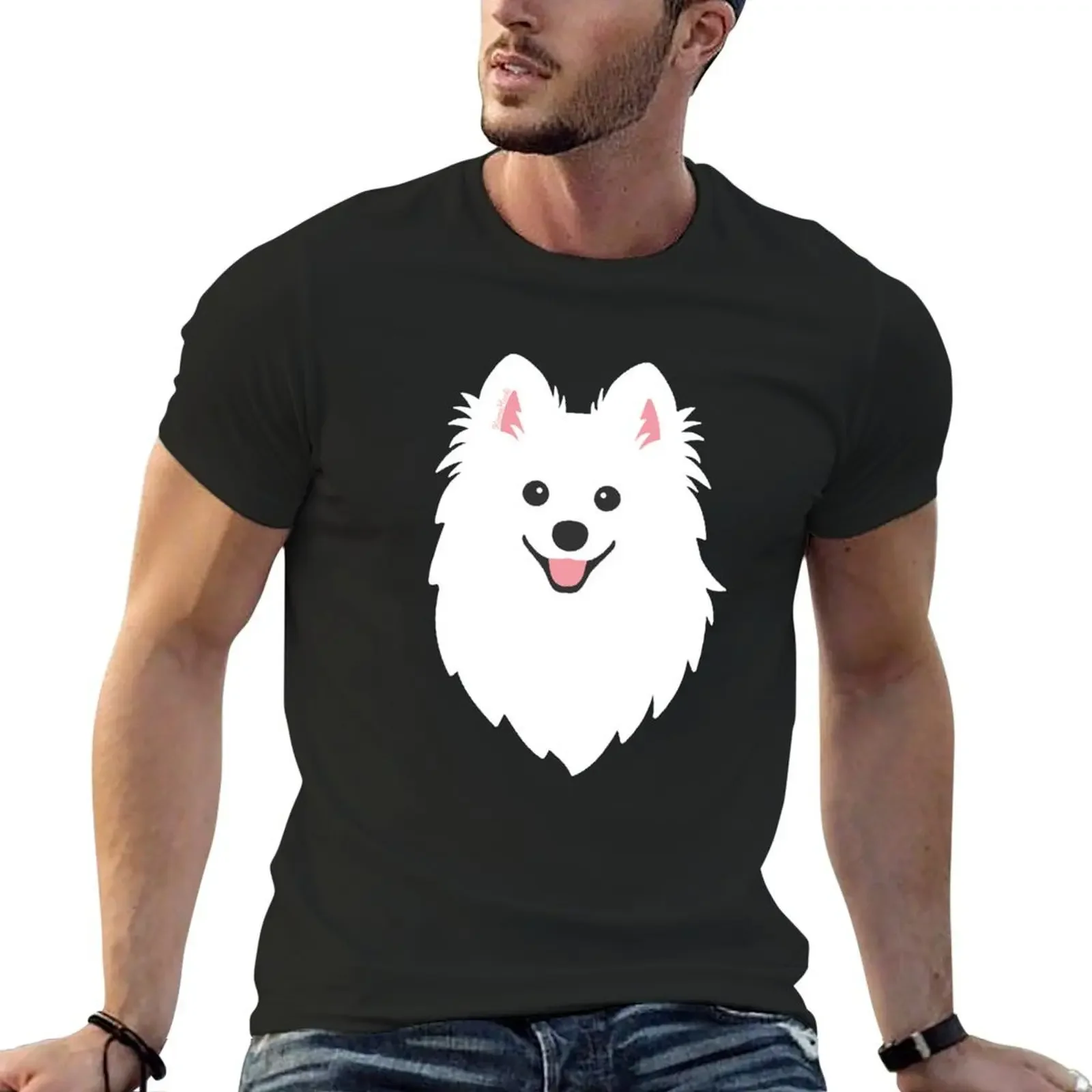 Happy Japanese Spitz Dog - Aqua T-Shirt oversized t shirt sweat plain white t shirts men