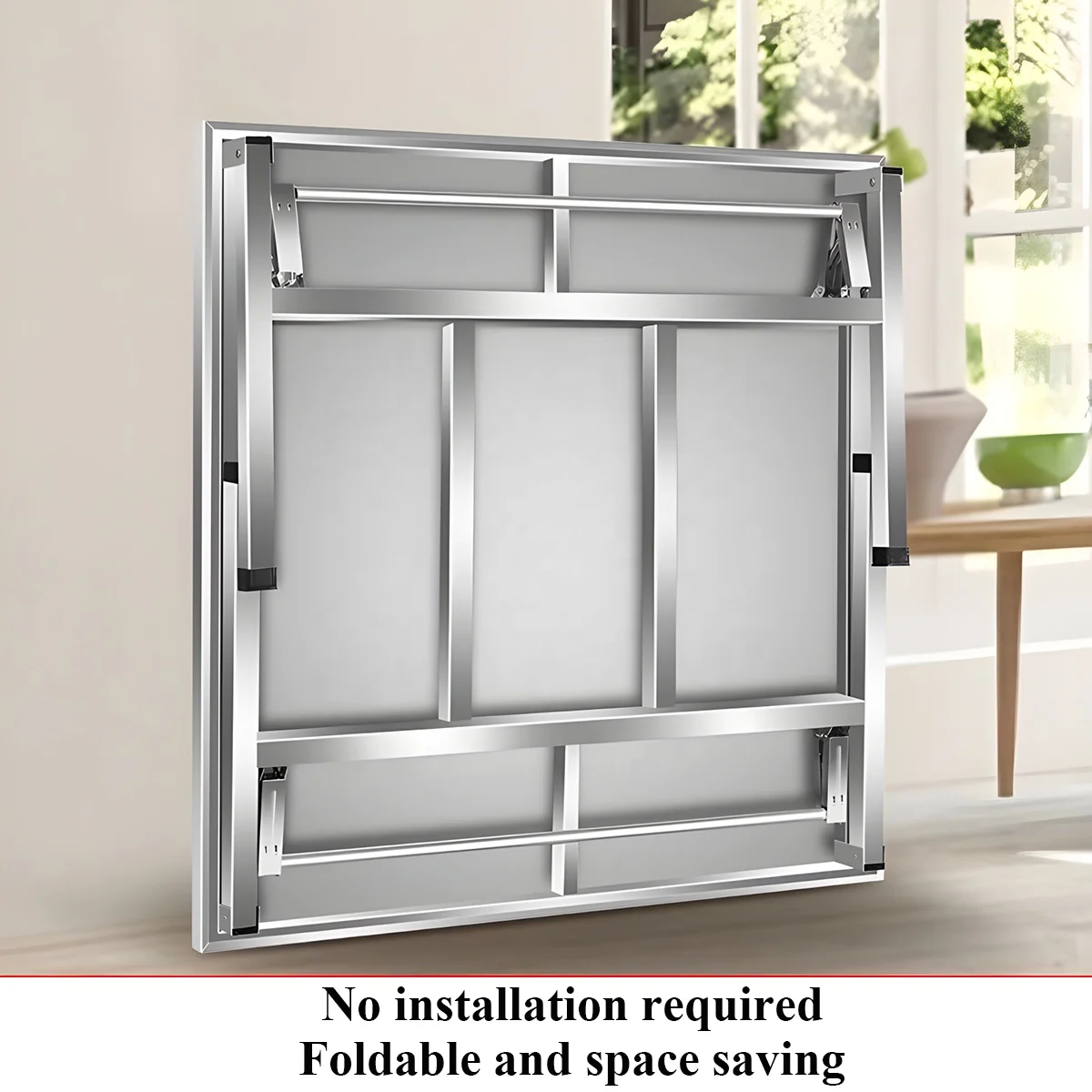 광장 접이식 유틸리티 테이블 홈 레스토랑 스테인레스 스틸 저녁 식사 테이블 야외 실내 휴대용 접이식 웨딩 식탁