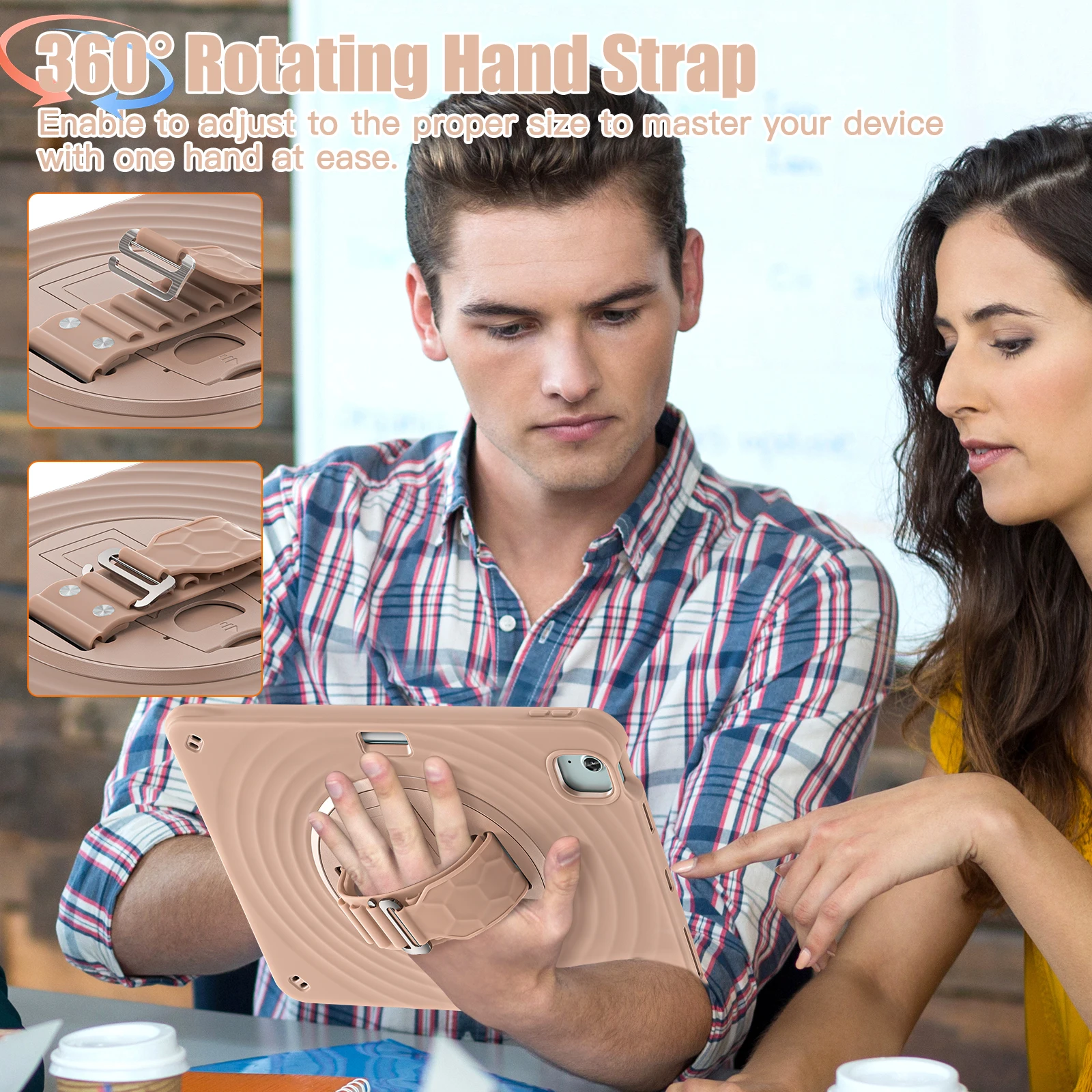 Rotating Hand Strap Case For iPad Air Pro 13 11 2026 M4 2025 M5 M3 2024 M2 Air 4 5 Pro 11 12.9 2018-2022 Stand Heavy Duty Cover