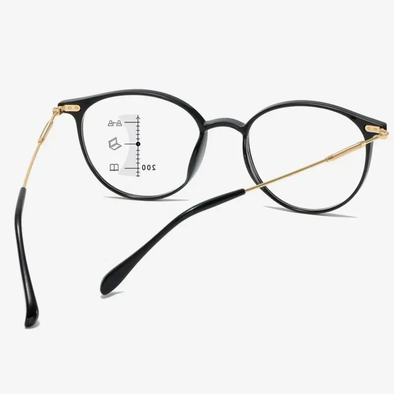 Female Round Near Far Multifocal Glasses Ultralight Reading Glasses Diopters for Men Women Unisex Fashion New Presbyopia Eyewear