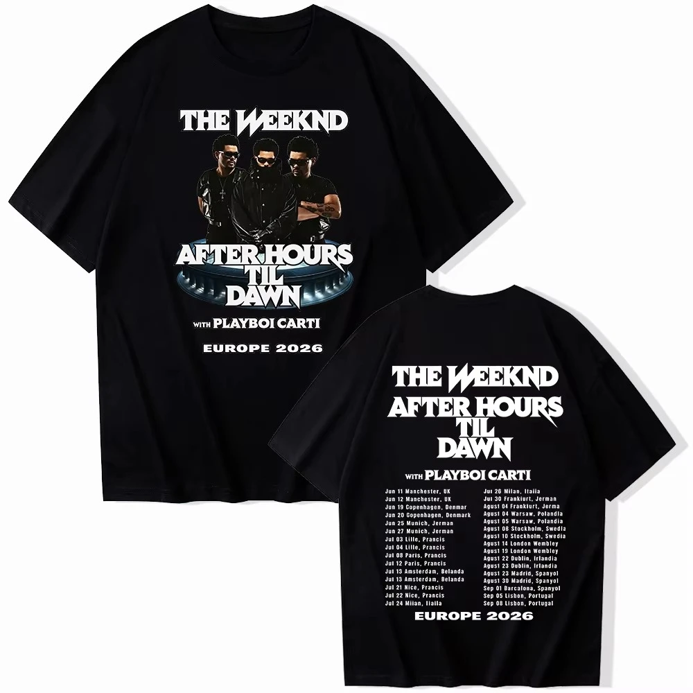 Oferta de Verano: Camiseta de la Gira Europea 2026 de The Weeknd, Mercancía de Concierto, Camiseta Gráfica, Estilo Hip Hop y Streetwear