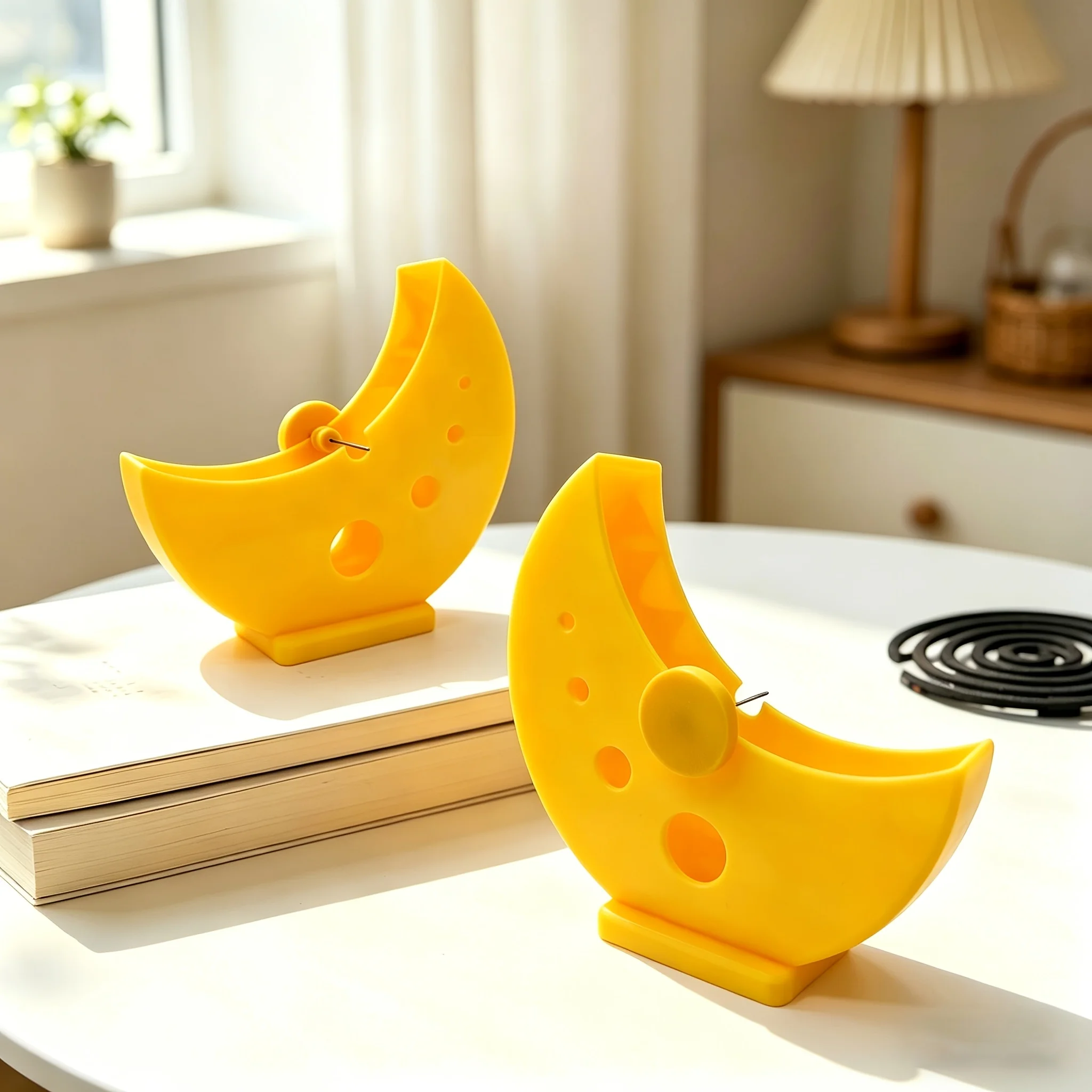 3D printed cheese moon-shaped mosquito coil holder, household mosquito coil tray, suitable for bedroom, living room and bathroom