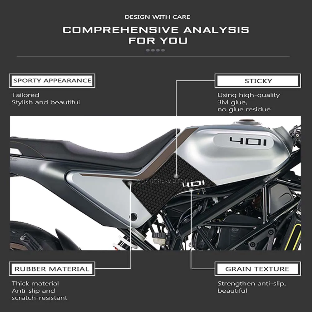 Non-Slip Side Fuel Tank Stickers Pad Rubber Sticker Motorcycle accessories For Husqvarna Svartpilen 401 2019- - Image 4