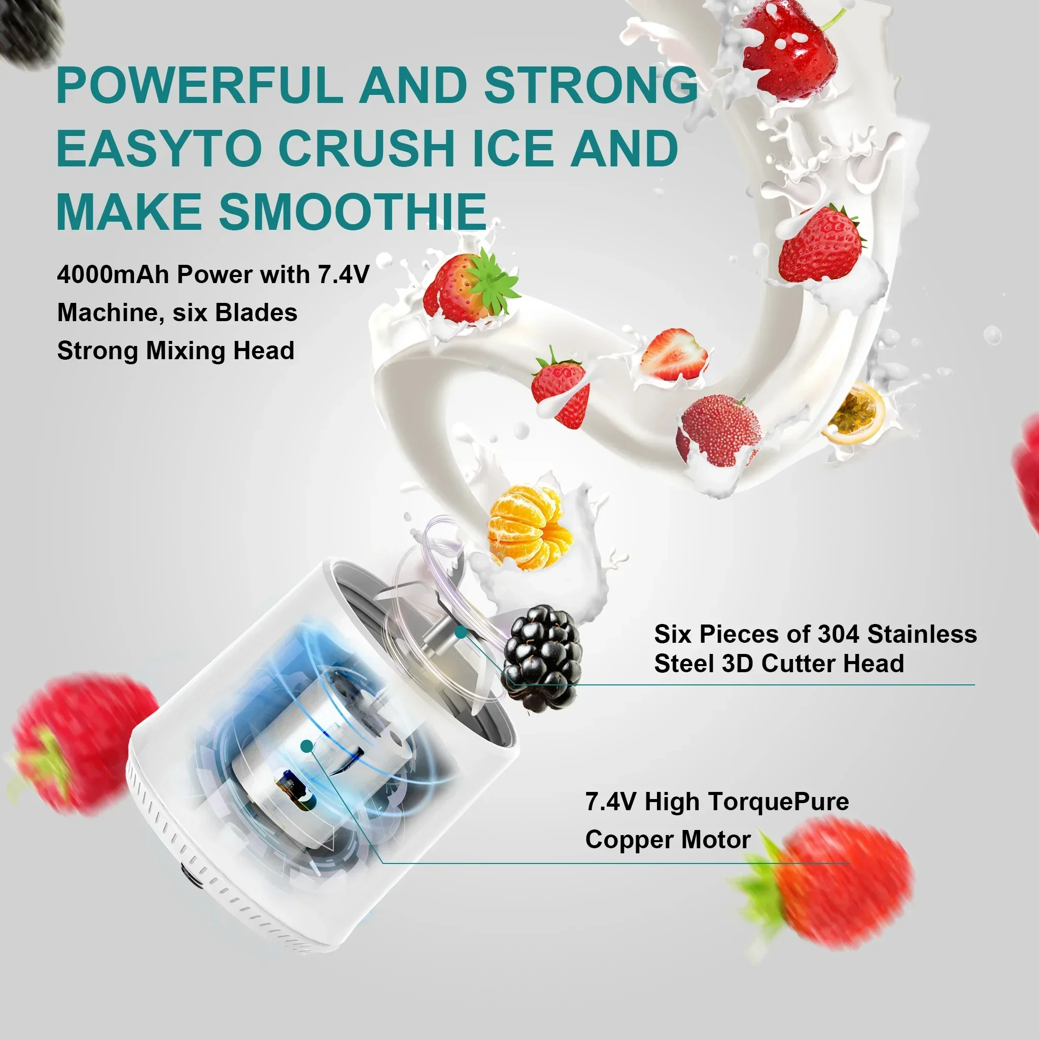 500ml Portable Juice Blender USB Rechargeable Smoothie Mini Blender Electric kitchen Juicer For Making Milkshakes Blending Cup