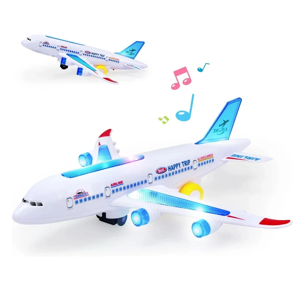 

Plane Educational Gift For Children Electronic Aeroplane Toys with Music Autopilot Flash Sound Aircraft Automatic Rotation