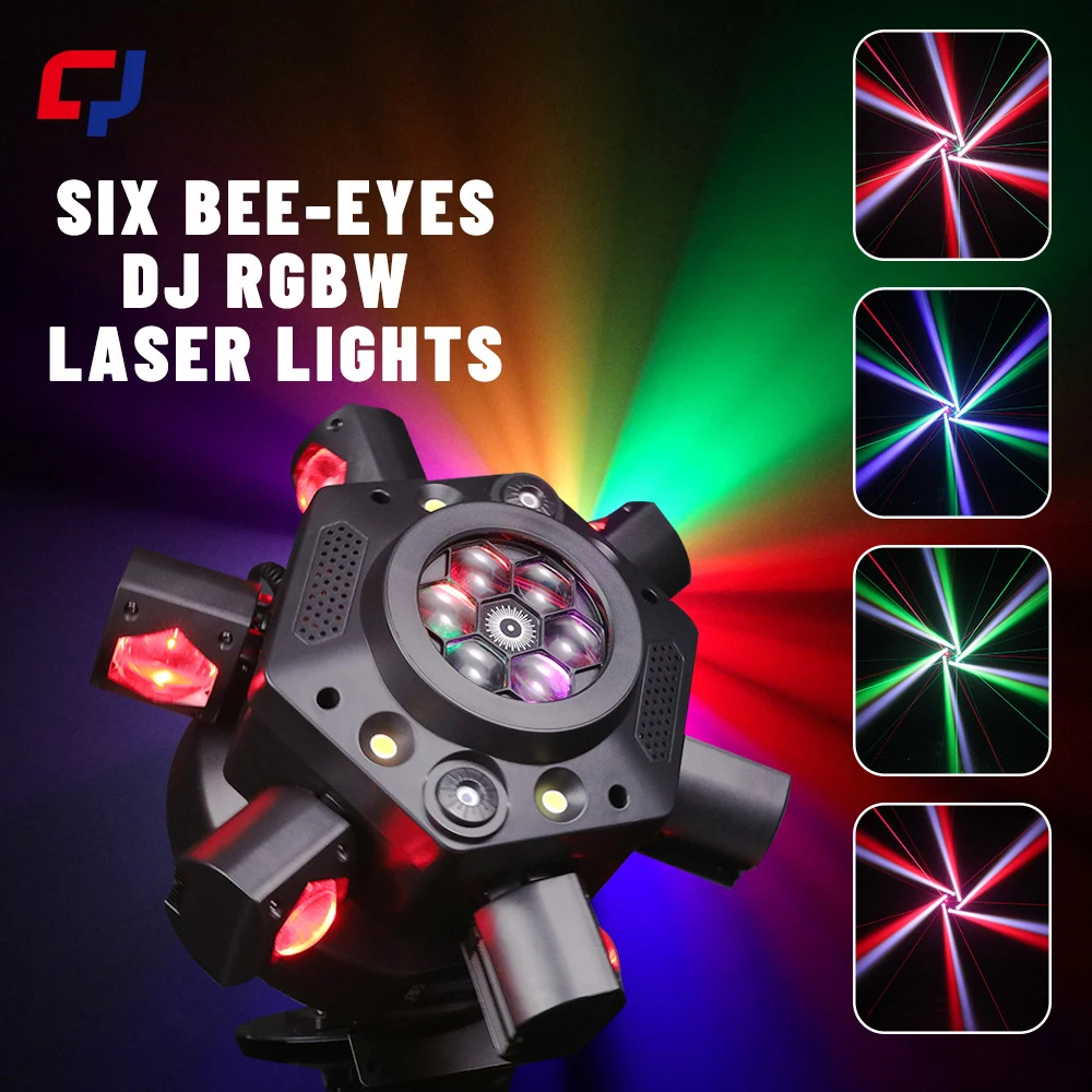 LED 6 Head Moving Head Laser Light DMX512 Strobe RGBW Beam 120W Disco Wedding Party Audience Professional DJ Stage Lighting