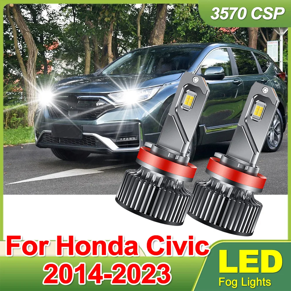 

2 шт. светодиодные противотуманные лампы 6000K белого света, 200% яркость, Plug & Play, H11 H8 H9 для Honda Civic 2014-2023