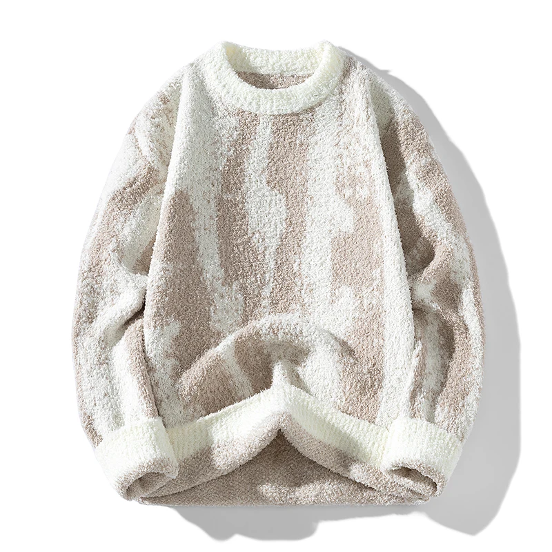 Nieuwe populaire gradiënt trui trui casual ronde hals gebreide heren trui heren trui gestreepte trui