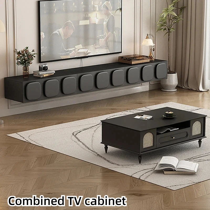 

Floating Wall Black TV Cabinet Living Room French Retro Black Tv Stand 70 Inch Bedroom Mobile Tv Da Soggiorno Home Furniture