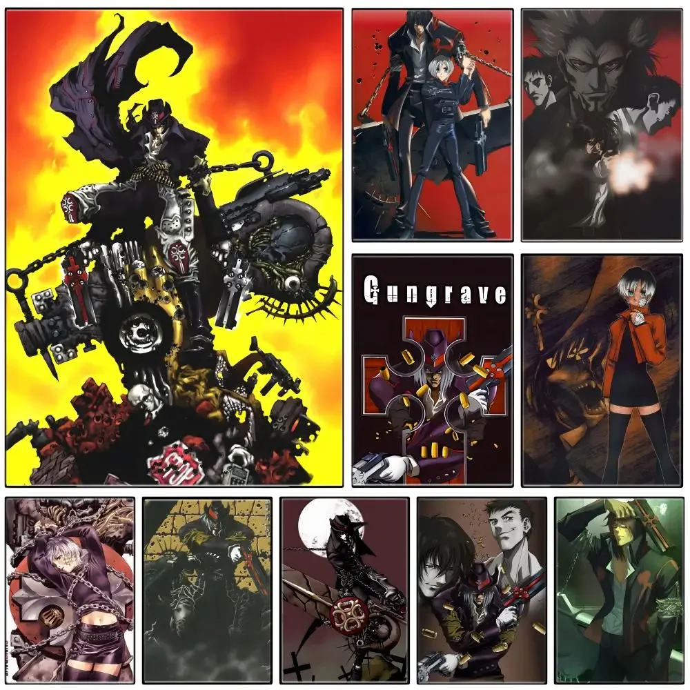 Gangster Anime G-GUNGRAVE Poster Self-adhesive Art Waterproof Paper Sticker Coffee House Bar Room Wall Decor
