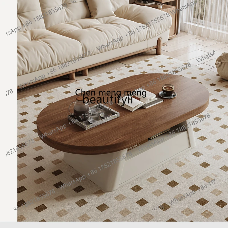 

Nordic Coffee Table TV Cabinet Living Room Home Modern High-Grade Mid-Ancient Oval Coffee Table Retro